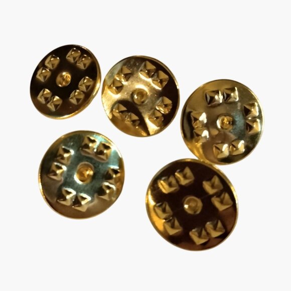 Gold Tone Metal Pinback Buttons Set Of 5 Need Silver - Picture 2 of 5